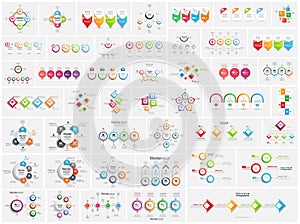 Mega collection of colorful infographic, can be used for workflow layout, diagram, number options, web design